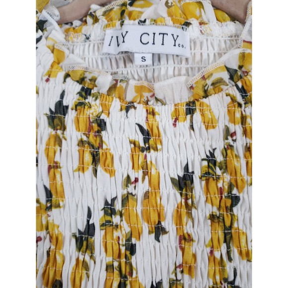 Ivy City Co Hollie Dress Lemon Floral Smocked Maxi Length S .Small - Picture 5 of 12
